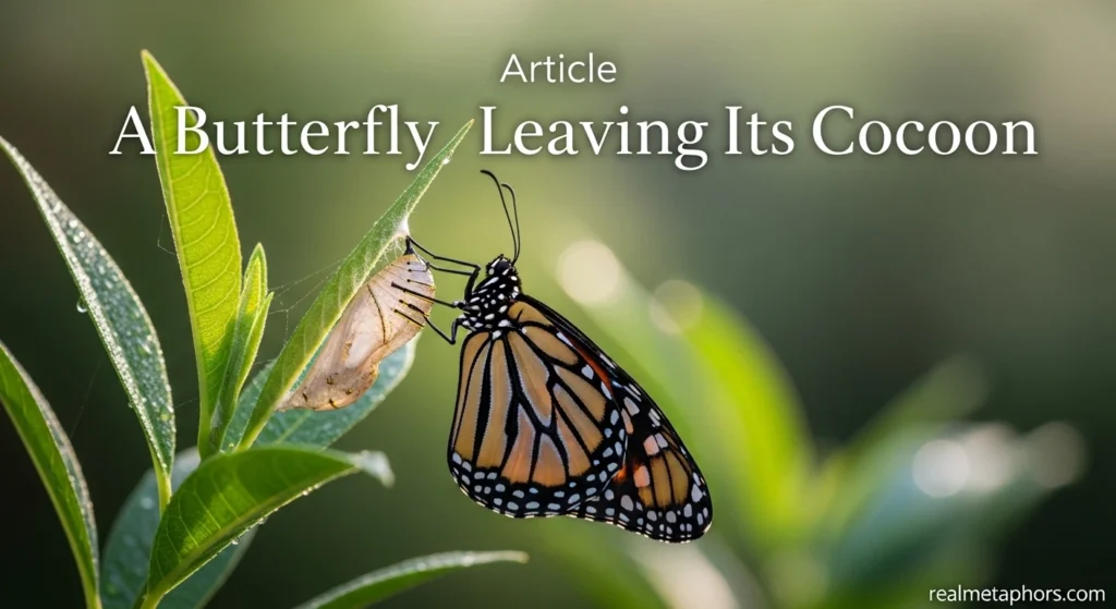 A Butterfly Leaving Its Cocoon