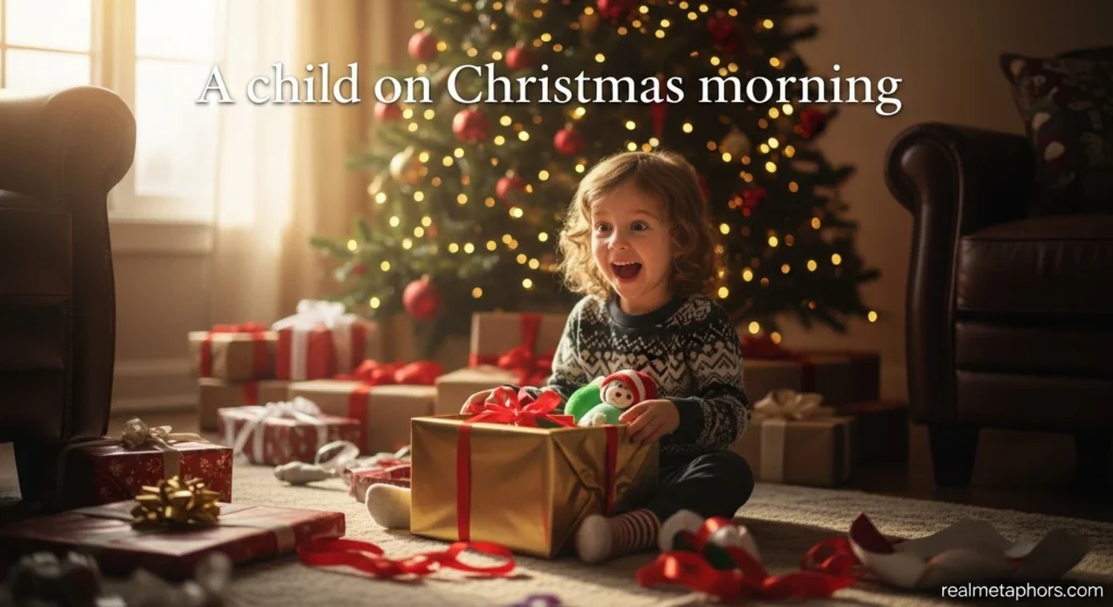 A child on Christmas morning