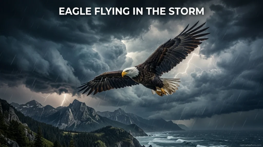 Eagle Flying in the Storm